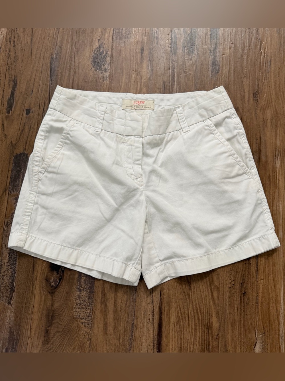 J. Crew Cream Khaki Cotton Mid Rise Pocket Women's Chino Bermuda Shorts Coastal